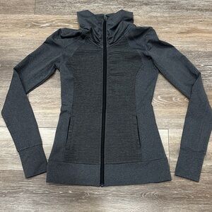 Athleta Charcoal Striped Zip-Up Jacket